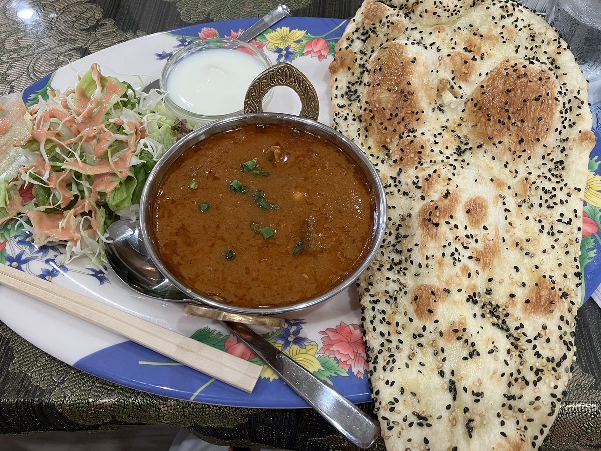 deava0's tweet image. 川間のディーパックでインドカレーランチ
日替わりメニューでマトンと雛豆ゴマナン
安定の美味しさ！