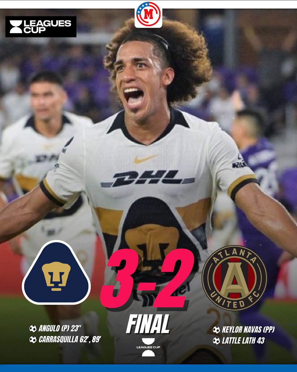 🚨 Coco Carrasquilla brilló con un doblete para darle a Pumas una remontada épica y vencer a Atlanta en un partidazo inolvidable ⚽🔥

#leaguescup #leaguescup2025