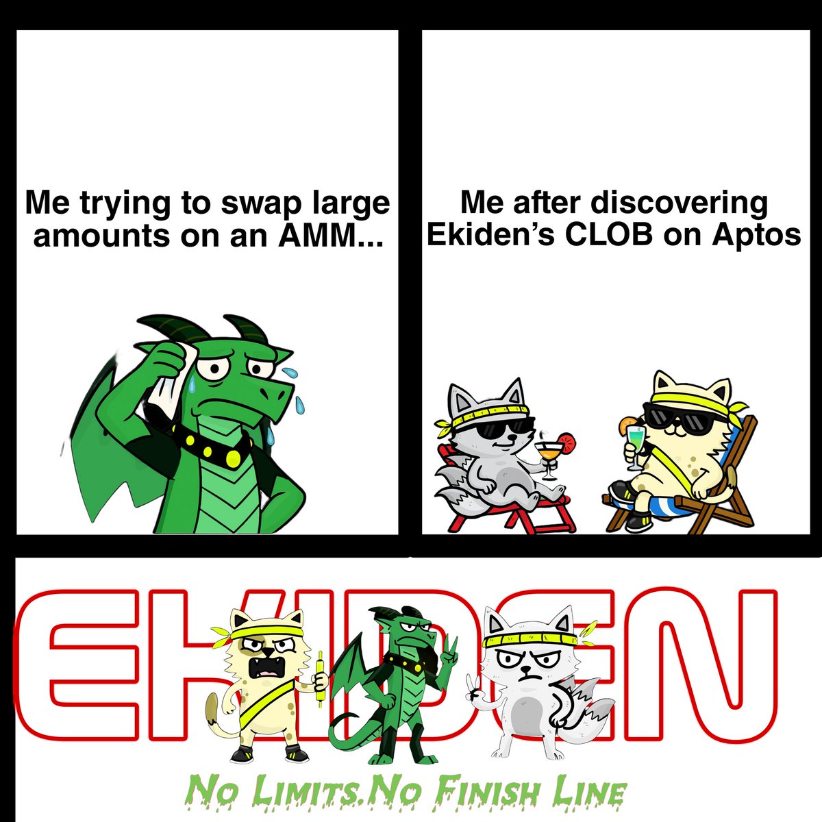 🧠💥 Switched from AMMs to CLOBs on Aptos… and never looked back.
Thank you, <a href="/ekidenfi/">Ekiden</a> 🙌

#EkidenMemeContest
#Aptos #DeFi #CryptoMeme

📈🟢
Slippage? I don't know her anymore.