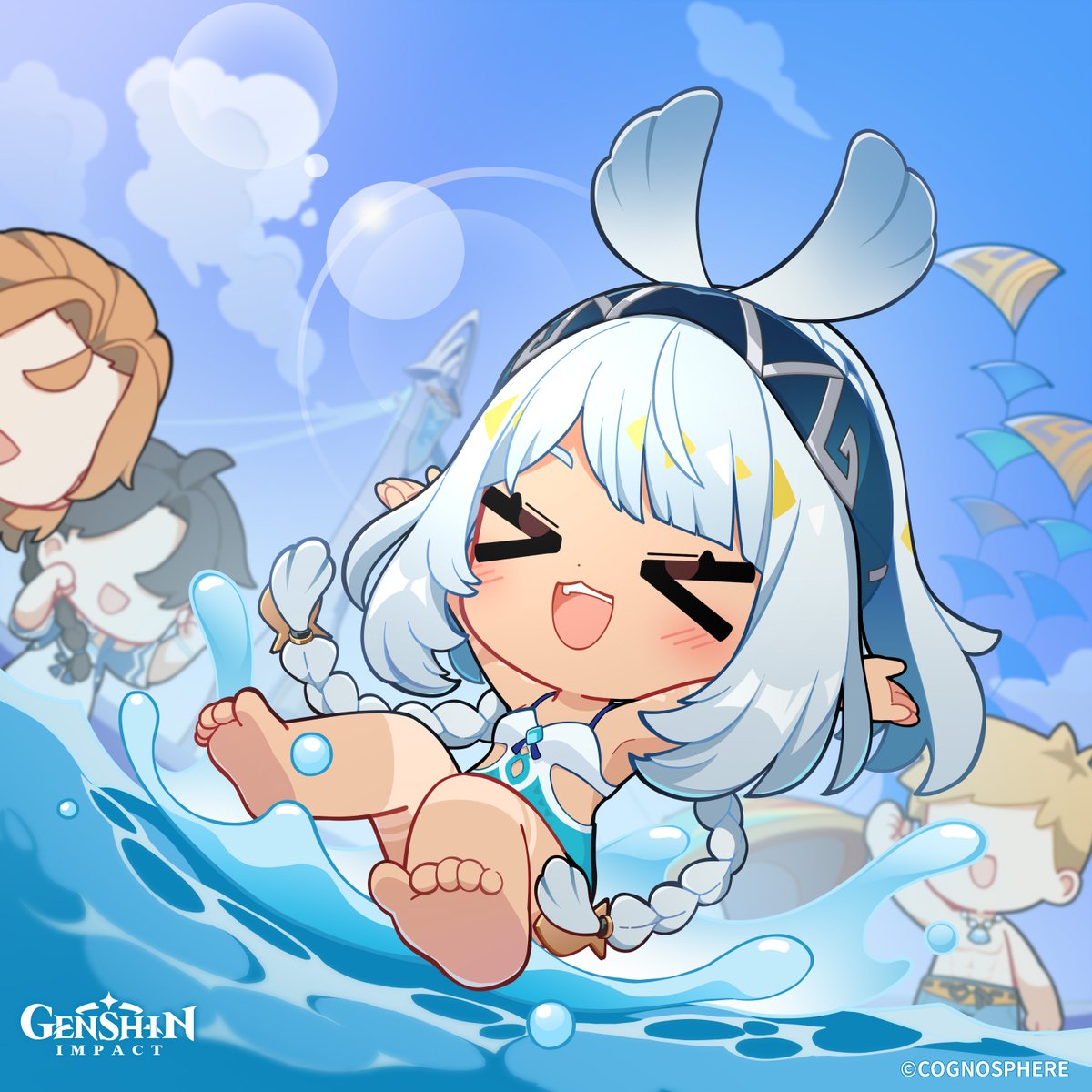 GenshinImpact's tweet image. Happy Birthday, Mualani!

"Hah— Woohoo! Jumping in like this is the BEST! But don't go copying me unless you put on an inflatable swimsuit, got that?"

#GenshinImpact #Mualani