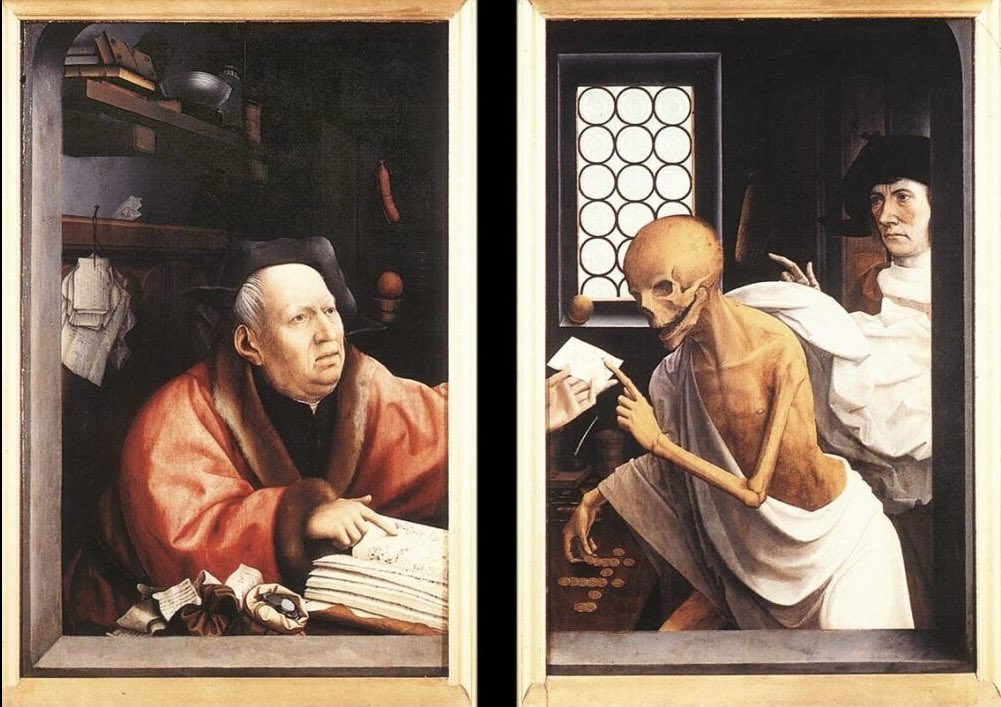 «Ma Dio gli disse: “Stolto, questa notte stessa ti sarà richiesta la tua vita. E quello che hai preparato, di chi sarà?”»
Lc 12, 20

Jan Provost, La morte e l’avaro, 1515, Groeninge Museum, Bruges, olio su legno