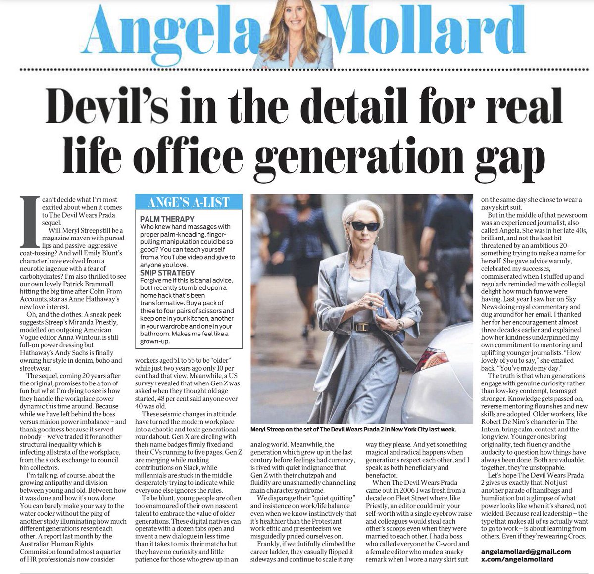 The always-brilliant <a href="/angelamollard/">angela mollard</a> nails it in <a href="/dailytelegraph/">The Daily Telegraph</a> again.

Gen Z think anyone over 50 is “old”. 

The last newsroom I worked in, I was the only journo over 50. 
Ageism is the last “ism” no-one cares about.

And, my #GenZ friends, it’ll come for you one day.