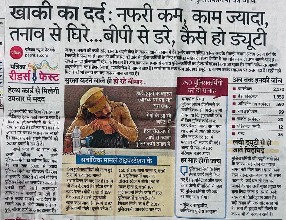 दिपावली है ना राखी है
मेरा फर्ज खाकी है😭
राजस्थान पुलिस अधीनस्थो की महत्वपूर्ण मांग पटवारी ग्राम सेवक व कृषि पर्यवेक्षक के समान प्रथम ACP 3600GP कांस्टेबलो की भी की जाए।
#राजस्थान_पुलिस