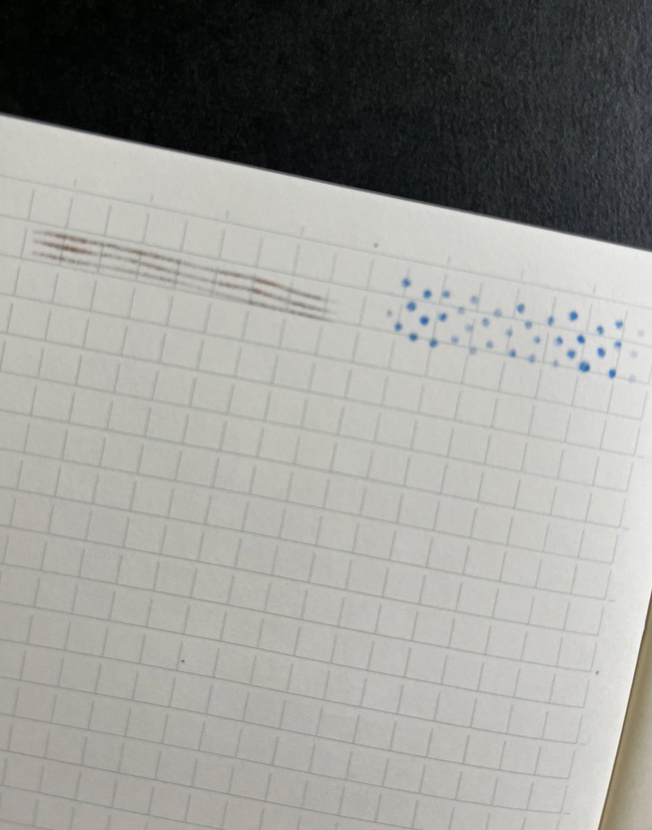 LOFTで先行発売された　プラスのデコレーションローラースタンプ「デコロール」
「みずたま」と「ボーダー」をMDノートにコロコロしてみました。
主張しすぎない色がいい感じ。
公式では裏移りしにくいとのことでしたが…😟
ご参考まで📎