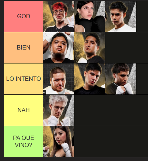 Mi tierlist de #LaNocheDorada

Fue un buen evento del <a href="/ElZeeeein/">Zein</a>