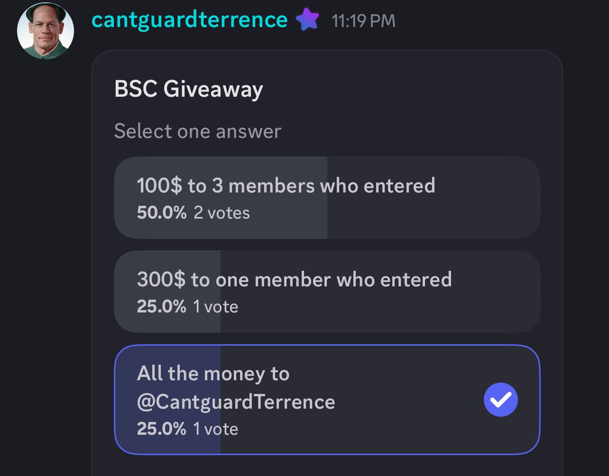 If you’re in the cord make sure to vote for the 300$ giveaway. 

Congrats to the awesome members who put this slip together ❤️ 

#Gambling.