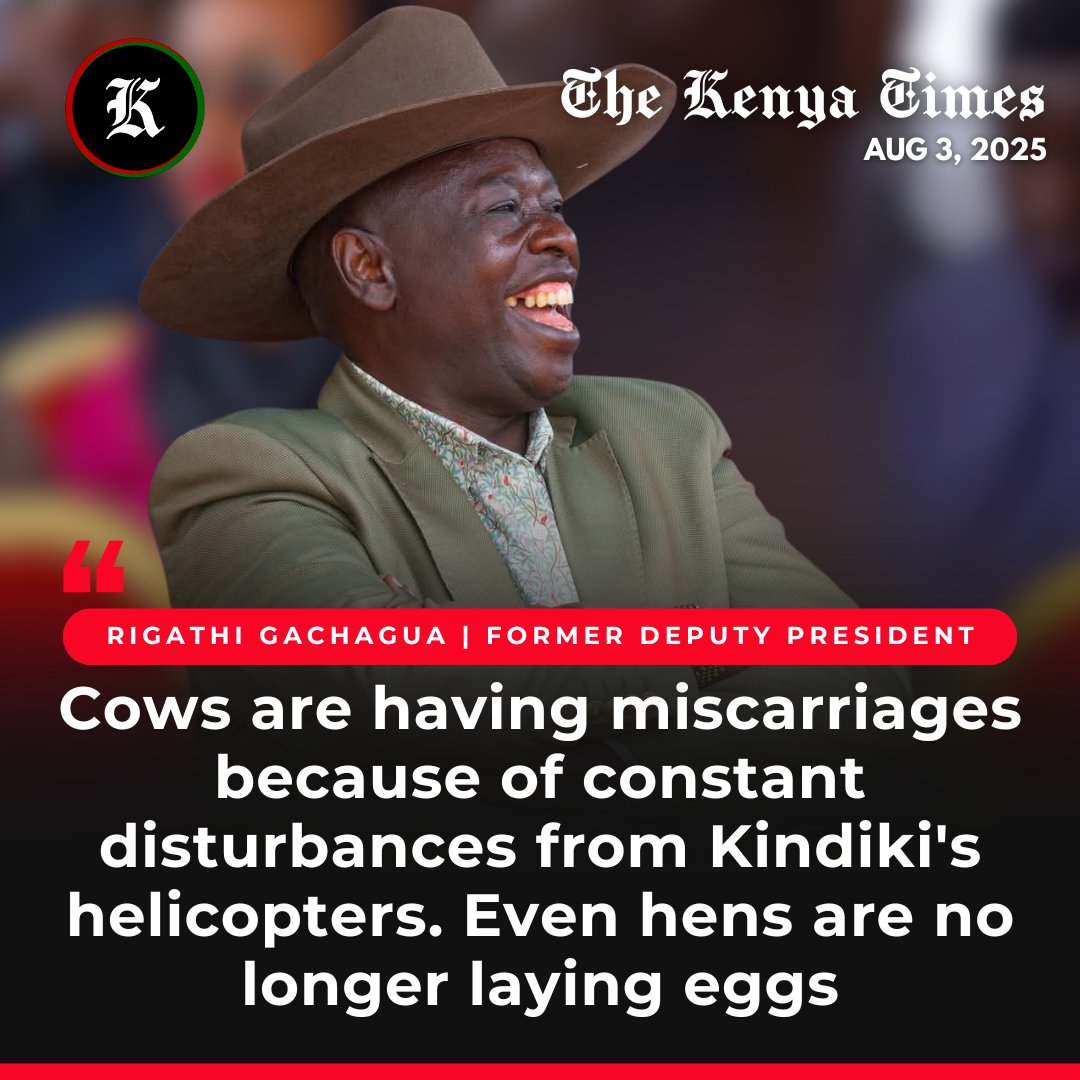 Rigathi Gachagua says that DP Kithure Kindiki's constant use of helicopters is making cows miscarry in the villages