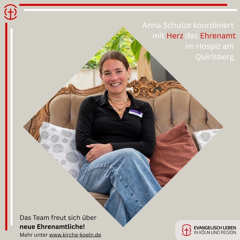 „Wir feiern das Leben bis zuletzt.“ Anna Schulze koordiniert mit Herz das Ehrenamt im Hospiz am Quirlsberg. Neue Ehrenamtliche willkommen! kirche-koeln.de
#Hospiz #KircheKoeln #Ehrenamt #Köln #Sterbebegleitung