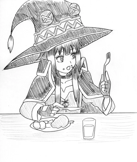 昔に描いたシーンですがリトライしました
アニメ1期3話の食事をするめぐみん

まだ探せば描けるシーンはあると思うんですが今回は見つからなかったので苦し紛れの過去作のリトライです

描いたことのないキャラが描けたらもっと描けそうですが…

#この素晴らしい世界に祝福を #このすば #めぐみん 