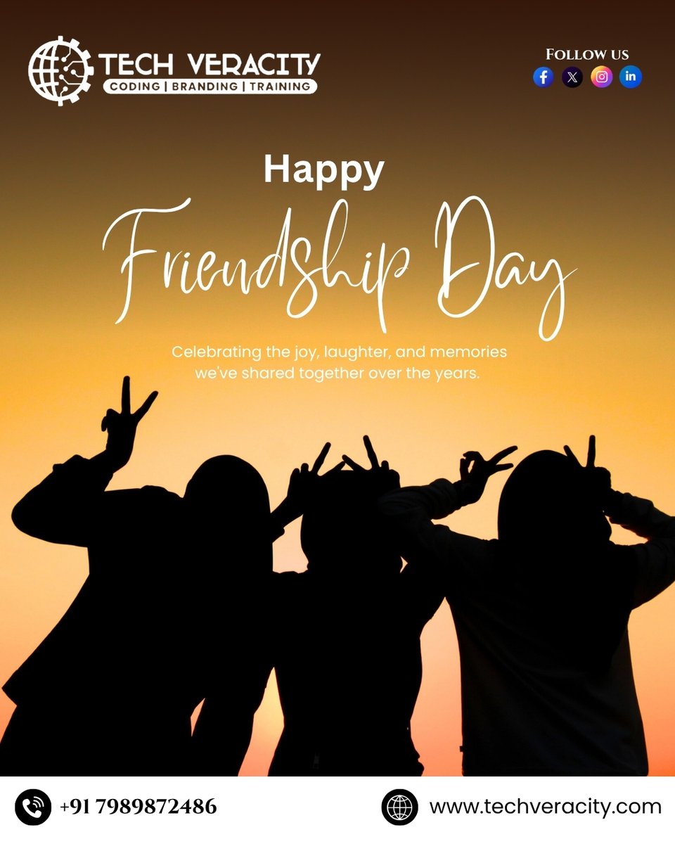 tech_veracity's tweet image. Happy Friendship Day from Tech Veracity!
Today we celebrate the bonds that uplift us, the memories that make us smile, and the friends who walk beside us through every phase of life.

#FriendshipDay #HappyFriendshipDay #TechVeracity #CelebrateFriendship #CodingTogether #Memories