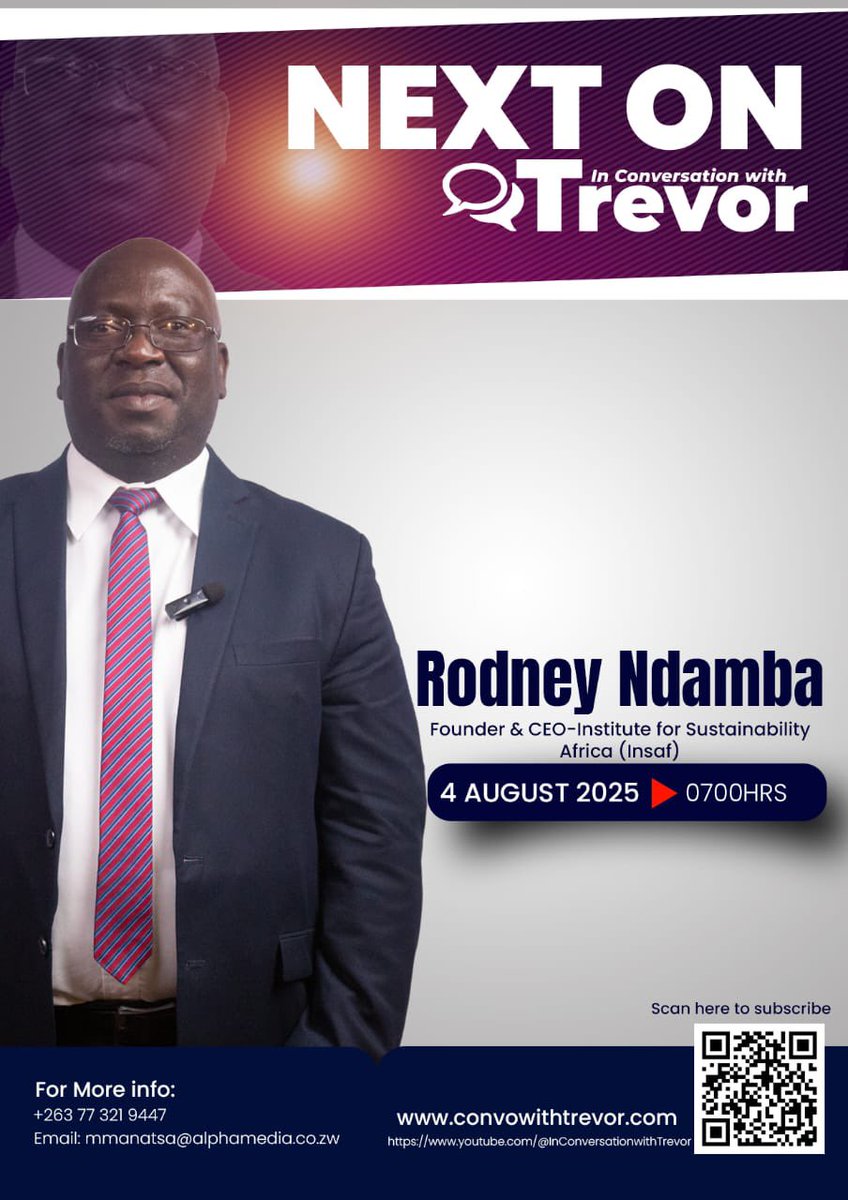 Trevor Ncube (@trevorncube) on Twitter photo The next <a href="/ConvoWithTrevor/">In Conversation with Trevor</a> guest is Rodney Ndamba, the Founder & CEO of the Institute for Sustainability Africa. Rodney has worked with over 30 companies in Southern Africa helping them with corporate sustainability. He is a member of the ESG Exchange (South Africa) a certified The next <a href="/ConvoWithTrevor/">In Conversation with Trevor</a> guest is Rodney Ndamba, the Founder & CEO of the Institute for Sustainability Africa. Rodney has worked with over 30 companies in Southern Africa helping them with corporate sustainability. He is a member of the ESG Exchange (South Africa) a certified