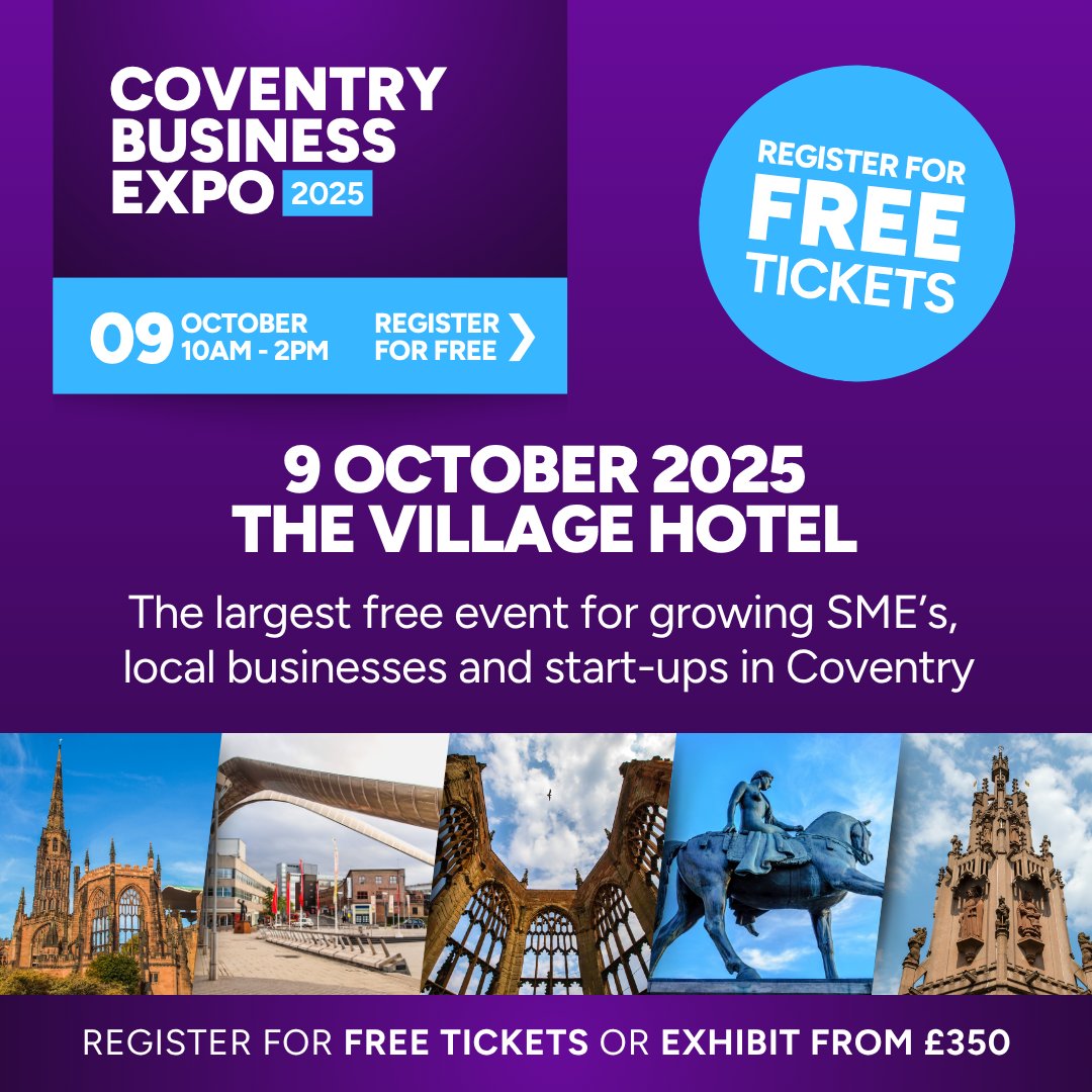Don't miss your chance to grow your #business! Book a stand at Coventry Business Expo on Thursday 9th October today b2bexpos.co.uk/event/coventry… #CoventryExpo