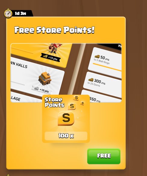 Almost done

New event community challenge  and free store points clash of clans

Don't forget to claim your free resource in this link

Link : store.supercell.com