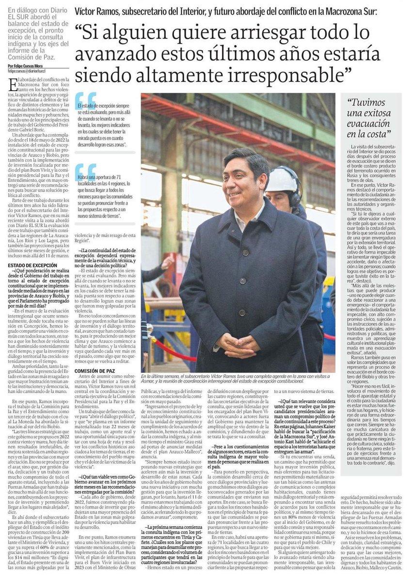 Si tú encuentras un camino que ha permitido mayor inversión pública, más oferentes para licitaciones, más diálogo territorial, empiezas a encontrar una senda de acuerdos a los conflictos políticos -y al mismo tiempo tienes un 80% menos de violencia- es de sentido común y una