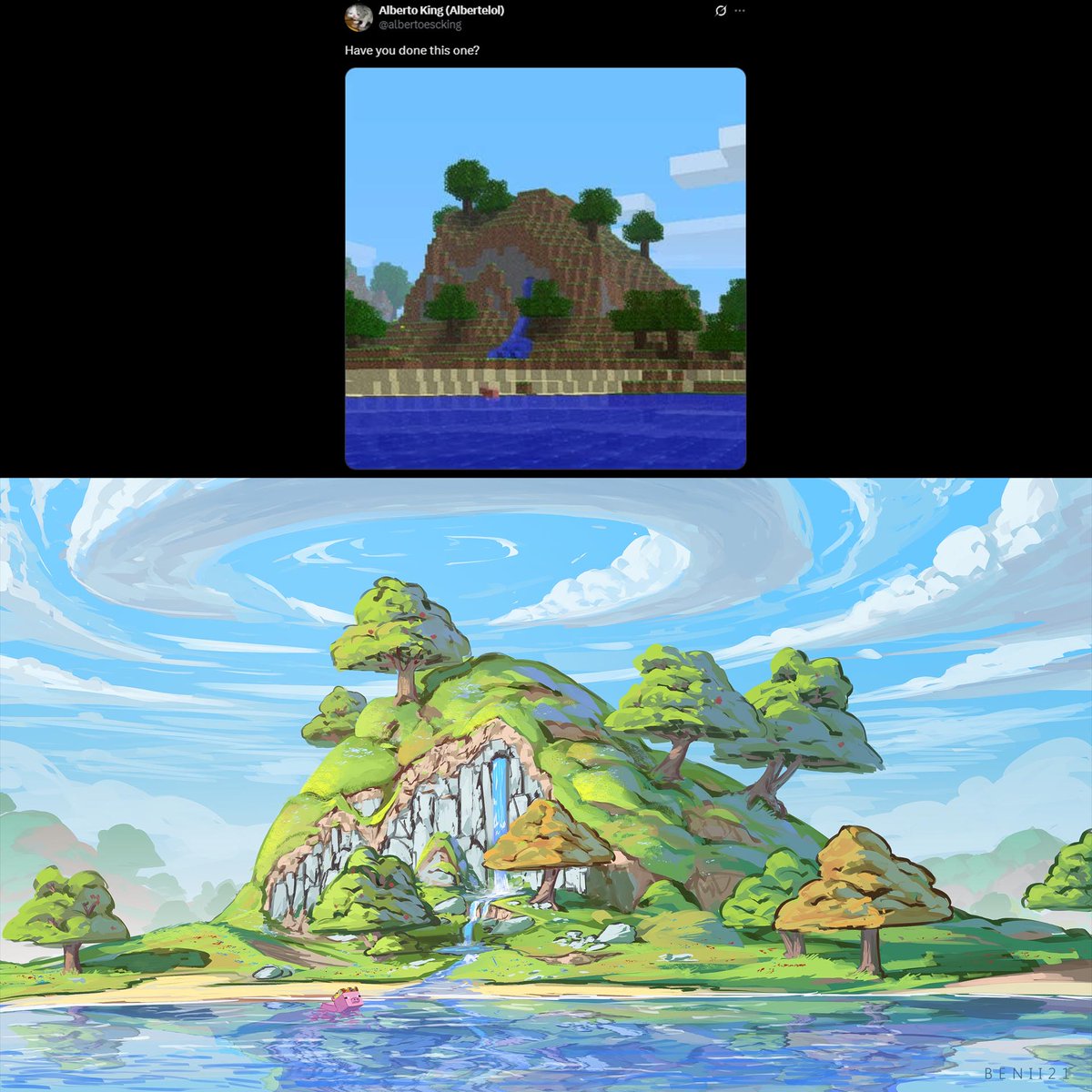 I painted it more with round shapes because it gives a round feeling lol 🌳#Minecraft