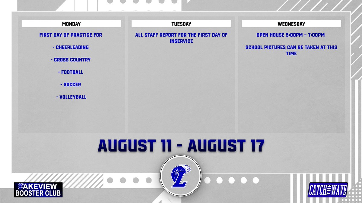 The new school year is just around the corner! Fall sports, teacher in-service and open house will kick things off this week.
Have a great week Lakers!
