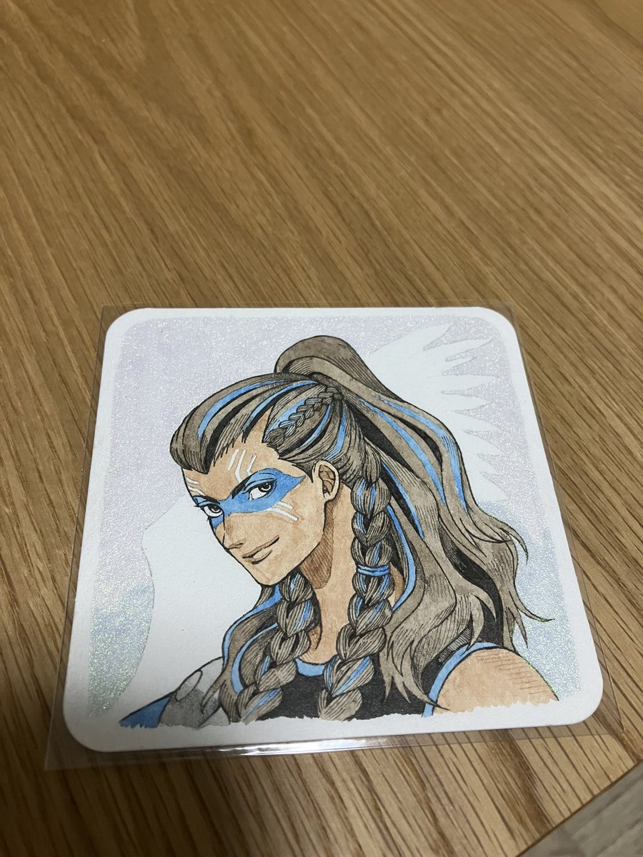 7月のコミフリで依頼した山田リューセイ先生(<a href="/yamada_ryusei_/">山田リューセイ</a> )の事後コミッション♡

カッコよ美しいヴァルキリーを描いていただきました✨
写真では分かりにくいですが、ラメでキラキラしていて…翼まで…！
次は大きい紙で、全身でご依頼したい…！

ありがとうございました！
 #コミフリ2507