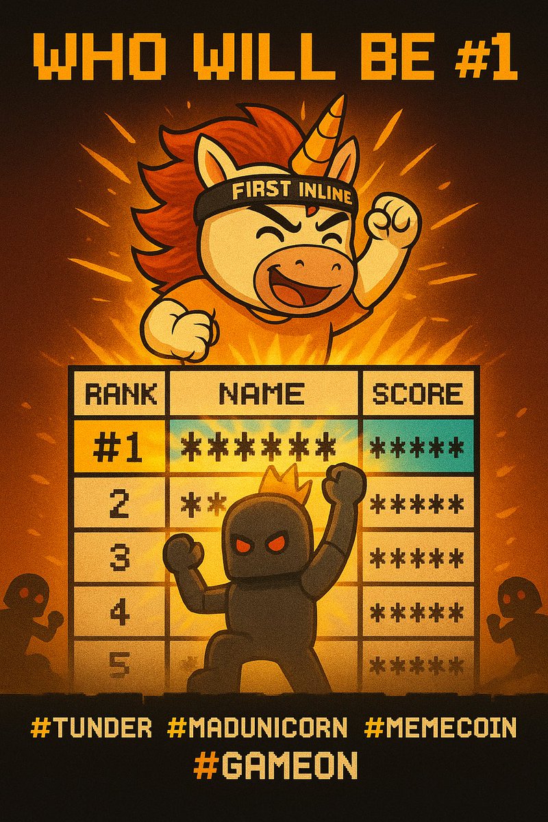 Who will claim the top spot? 🏆
Of course, the board still has some players using cheats and bots in the mix. 😏

#TUNDER #MadUnicorn #MemeCoin #airdrop