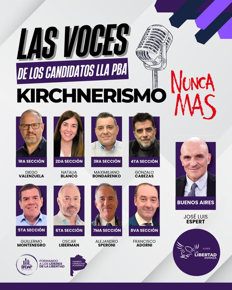 🎙️ #LasVocesDeLosCandidatos de la provincia de Buenos Aires dicen KIRCHNERISMO NUNCA MÁS. 

Nos preparamos para un ciclo de MasterClass con cada uno de los candidatos que encabezarán las listas este 7 de septiembre.