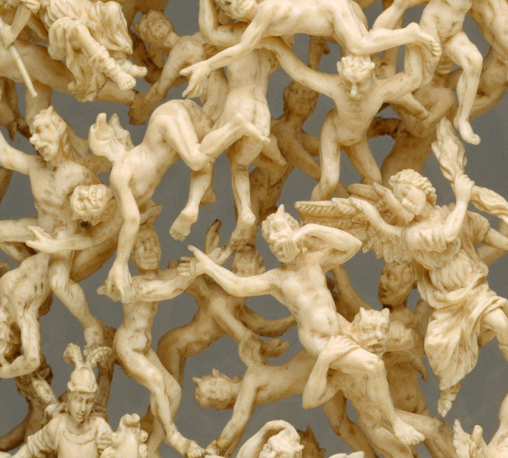 Barok’un kaotik ihtişamı, Tanrı’ya karşı gelenlerin trajedisiyle tek sahnede buluşmuş.

İtalyan heykeltıraş Francesco Bertos’a (1678–1741) atfedilen “The Fall of the Rebel Angels”, Lucifer ve takipçilerinin gökten düşüşünü tek parça mermerde ölümsüzleştiren harika bir çalışma.
