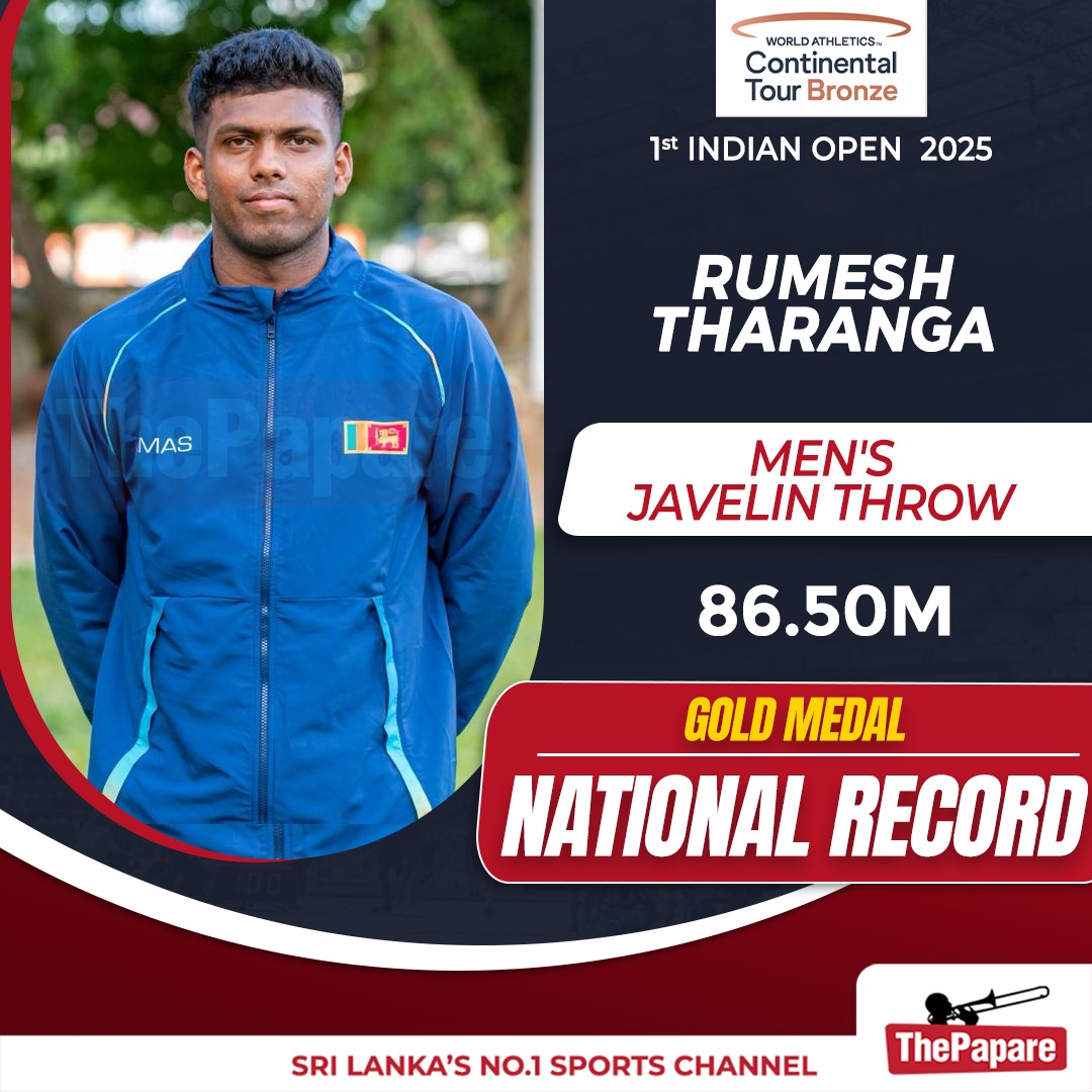 ThePapareSports's tweet photo. Personal Best ✅
National Record ✅
World Athletics Championship Qualification ✅

Rumesh Tharanga smashes 86.50m to claim Gold at the World Athletics Bronze Level Continental Tour 💥 🇱🇰

#WorldAthletics #JavelinStar https://t.co/erqYc4qH9x
