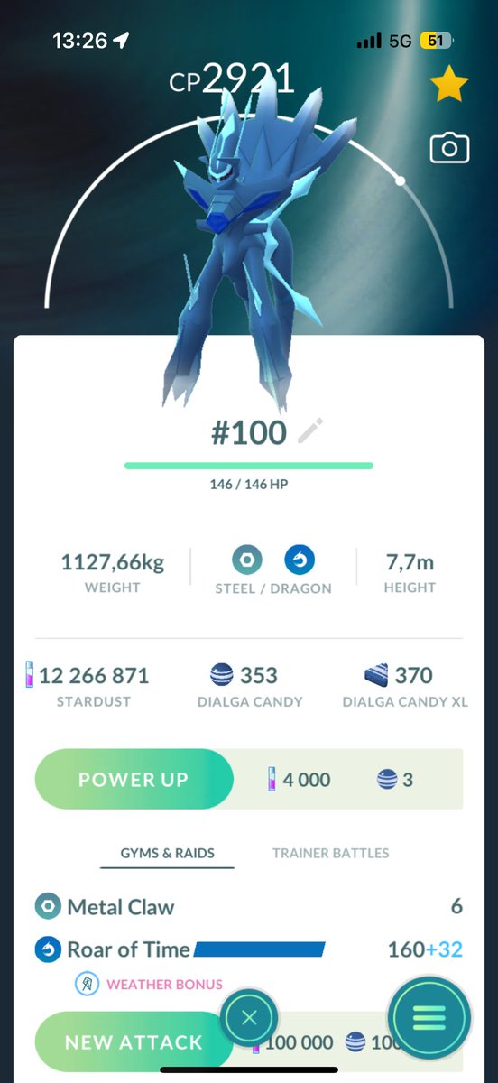 Otyle11's tweet photo. @Taffystar_pogo I did 23 raids, zero shinies, but at least the last Dialga raid was a RoT hundo… https://t.co/rcn2nXBIQg