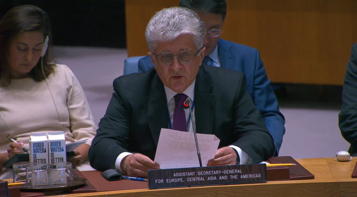 UNDPPA's tweet photo. .@JencaMiroslav told the Security Council this morning that Israel’s reported new military plan for Gaza risks “another calamity”. He urged an immediate ceasefire, release of all hostages and renewed political efforts for a two-State solution. 
🔗https://t.co/2hBTQRzRj1 https://t.co/XEeknyI8Ar
