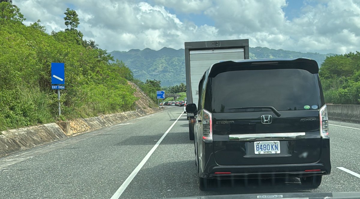 Massive pile up on Linstead toll exit due to blocked gorge. <a href="/TvjNewscentre/">Television Jamaica/Radio Jamaica Newscentre</a> <a href="/CVMTV/">CVM Television</a> <a href="/RJRNewsOnline/">RJR News</a> <a href="/televisionjam1/">Television Jamaica</a> <a href="/NationwideRadio/">Nationwide90FM</a>