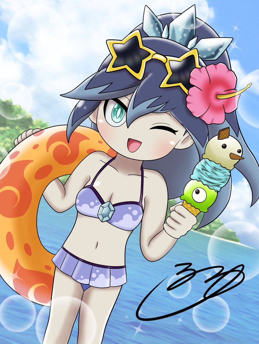 海！🌊 #妖怪ウォッチ #ふぶき姫 #イラスト