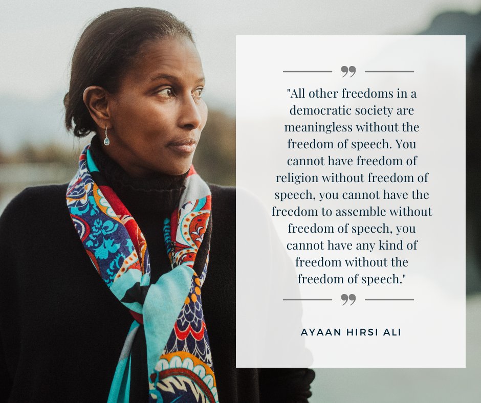 Freedom of speech is the foundation of all other freedoms. Without it, meaningful conversations and progress are impossible. Let’s protect this cornerstone of democracy and keep striving for a better society. 🗣️ #FreeSpeech #Democracy #AyaanHirsiAli