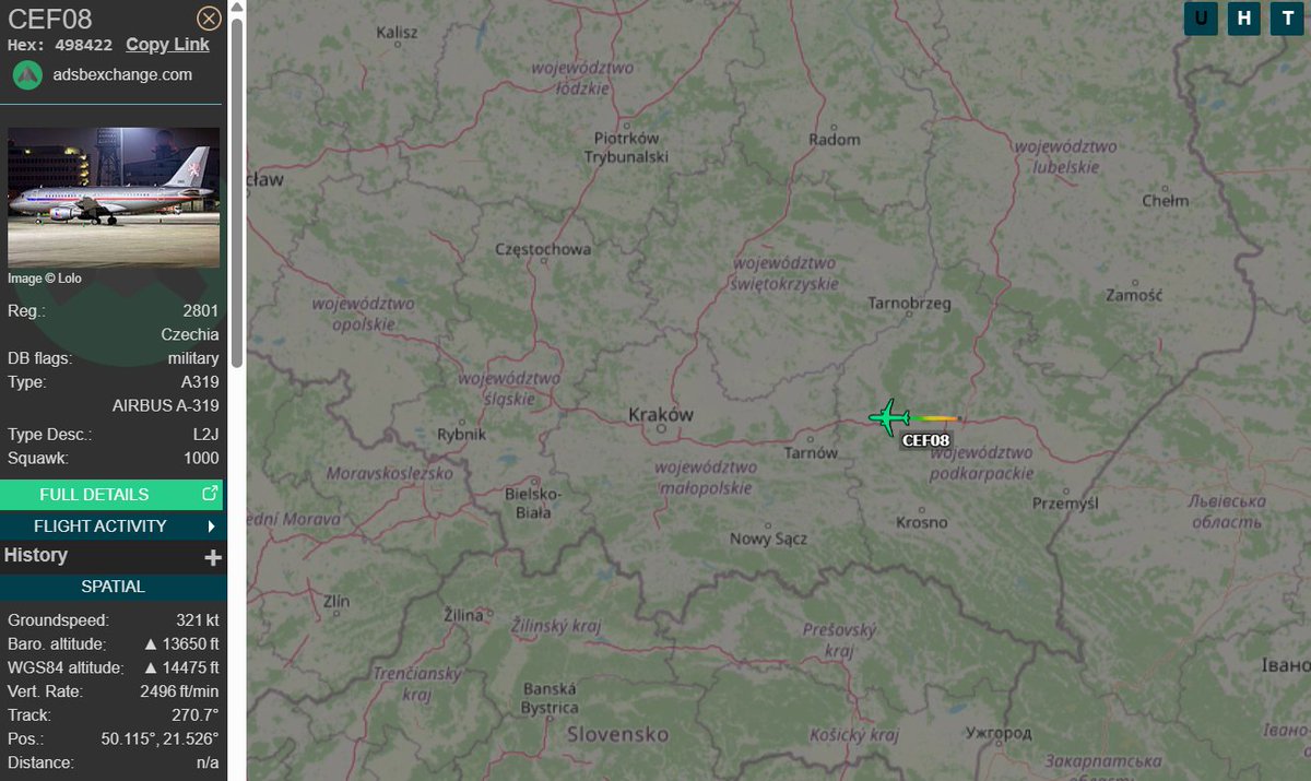 PolishMilRadar's tweet photo. 📅10.08.2025 16:57LT

🇨🇿Siły Powietrzne Czech
✈️Airbus A319-115 ACJ "2801"
#CEF08 wznoszenie↗️
🛫Rzeszów #EPRZ🇵🇱
🛬Praga Kbely #LKKB🇨🇿
🔗https://t.co/zIFn9qOnWI

#POLMILRADAR https://t.co/0RItSnrJ0x