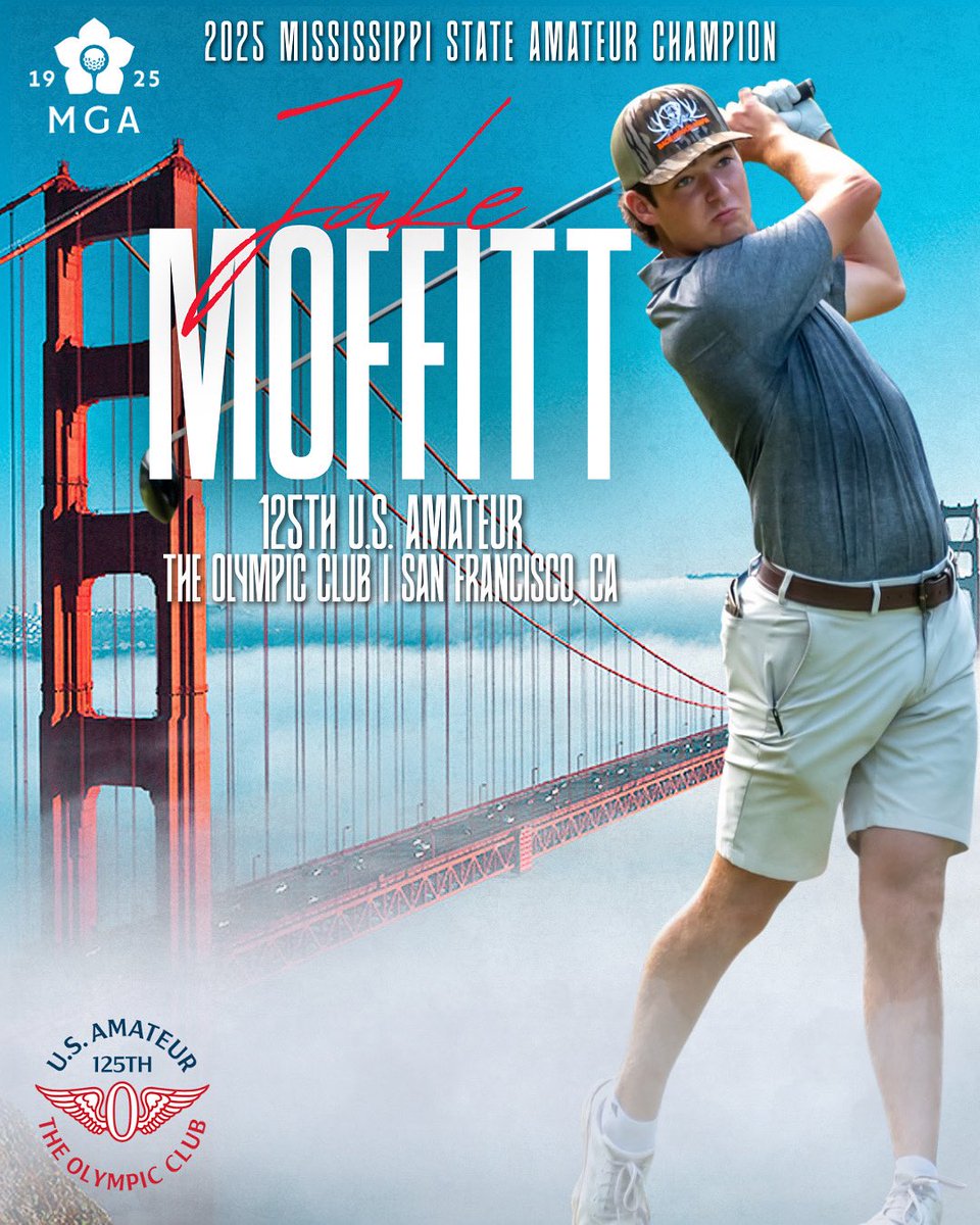 The kid from Ripley heads out west to make some history! Wish the 2025 Mississippi Amateur champion good luck as the U.S. Amateur begins tomorrow! He tees off at 10:13 AM central time.

Live scoring: championships.usga.org/usamateur/2025…