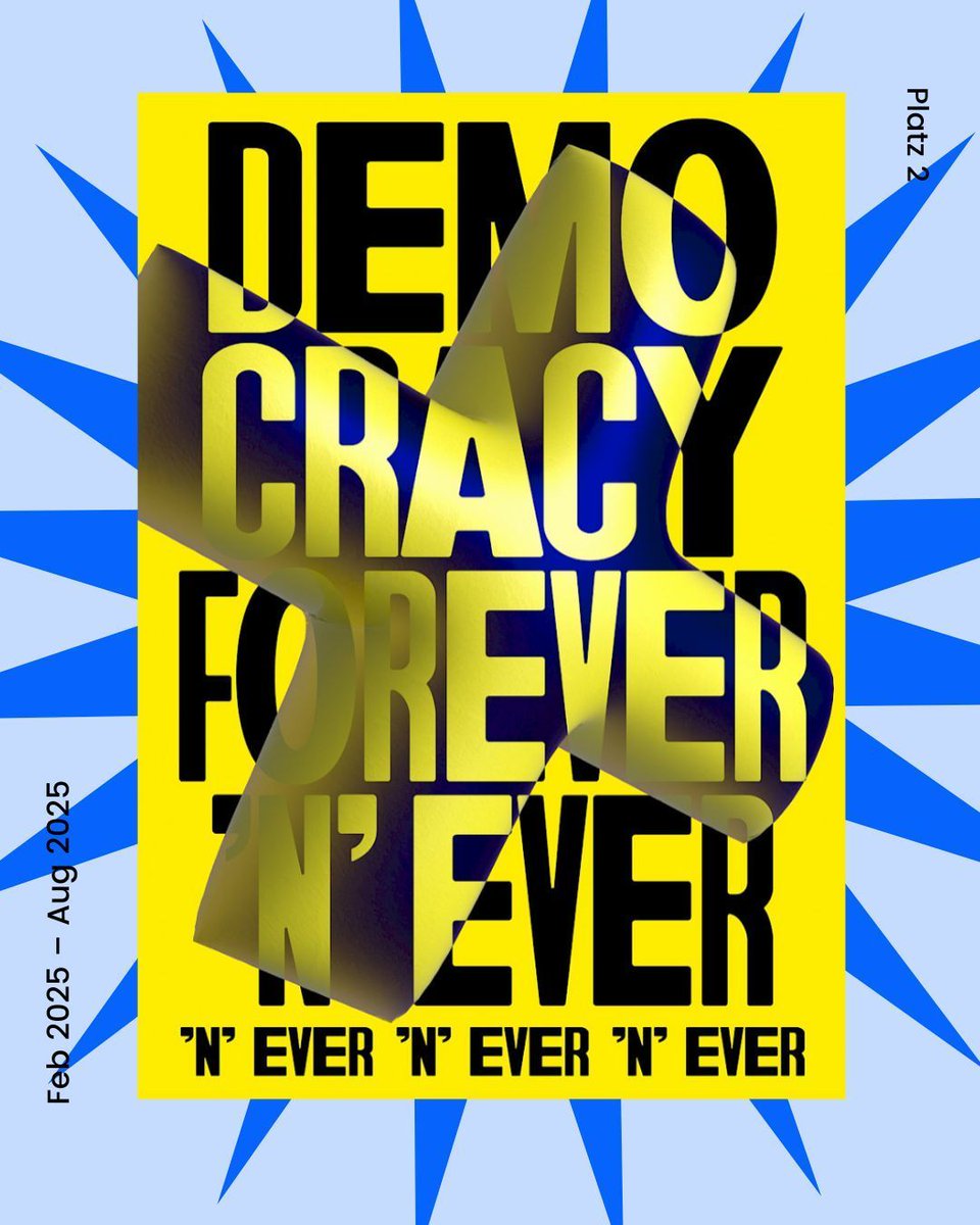 🥈Platz 2 beim #Posterwettbewerb: »Democracy Forever ’n’ Ever« von Büro Gestalten – starkes Statement.
Alle Gewinner*innen: buff.ly/urZxuyx
#Demokratie sichtbar machen? Spende via buff.ly/FzcZxym

#grafikdesign #grafik #affichen #poster #posterdesign #design