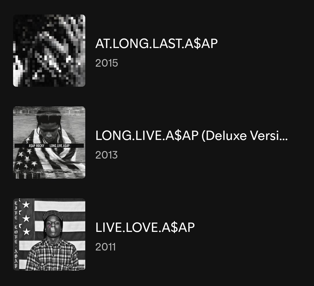 chrxsafc's tweet photo. Name an artist with a better 3 album run than this. https://t.co/Q2BrGhk746