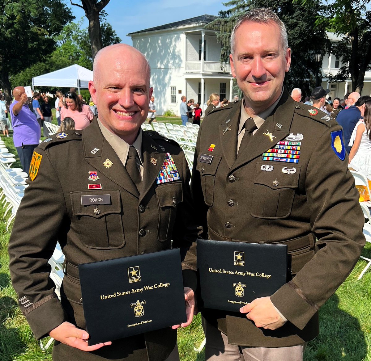 Congratulations to the Illinois Army National Guard's Col. Michael Kowalski of Elmhurst, Ill., and Lt. Col. Bradley Roach of Bloomington, Ill., both of whom graduated from the U.S. Army War College in July.