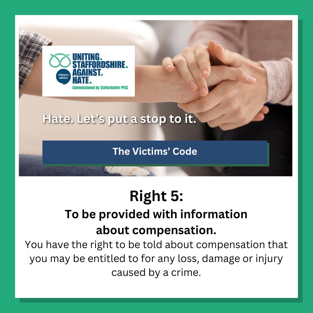 USAH (@unitingstaffsah) on Twitter photo Support for victims isnβt just important - itβs a right; Right 5 of the Victims' Code explains how.
Contact us for support:
π 0330 0881 339
π§ help@usah.org.uk
π usah.org.uk
#usah #UnitingStaffordshireAgainstHate Support for victims isnβt just important - itβs a right; Right 5 of the Victims' Code explains how.
Contact us for support:
π 0330 0881 339
π§ help@usah.org.uk
π usah.org.uk
#usah #UnitingStaffordshireAgainstHate