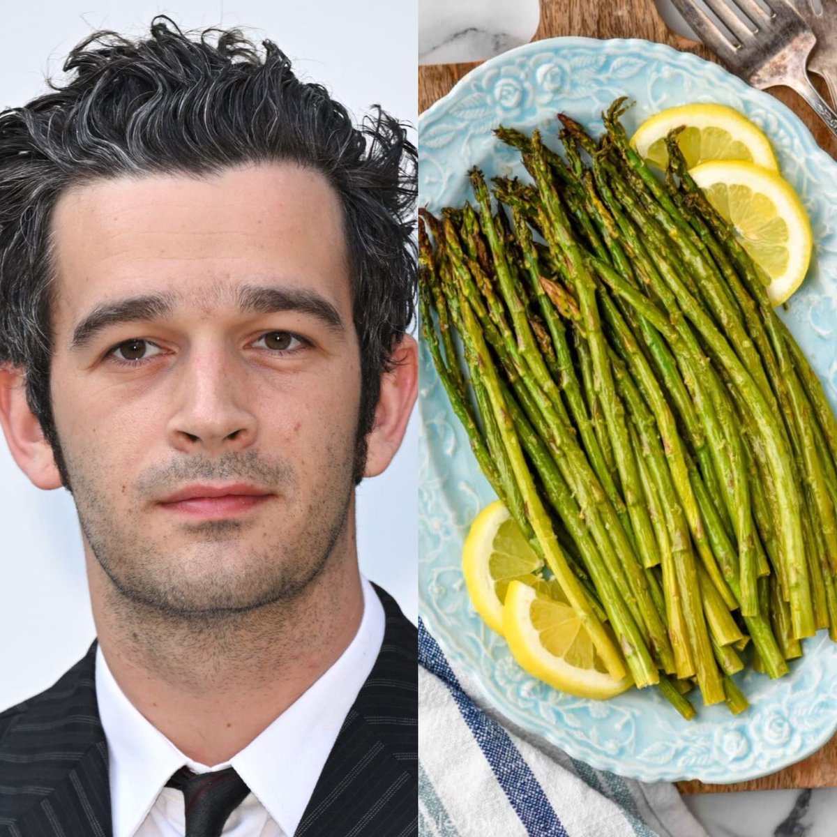 Alex Turner tells reporter that he had a dream about Matty Healy being a murderer:

“When the people were looking for him — they’re cops maybe, I don’t know — he would turn into a piece of asparagus.”