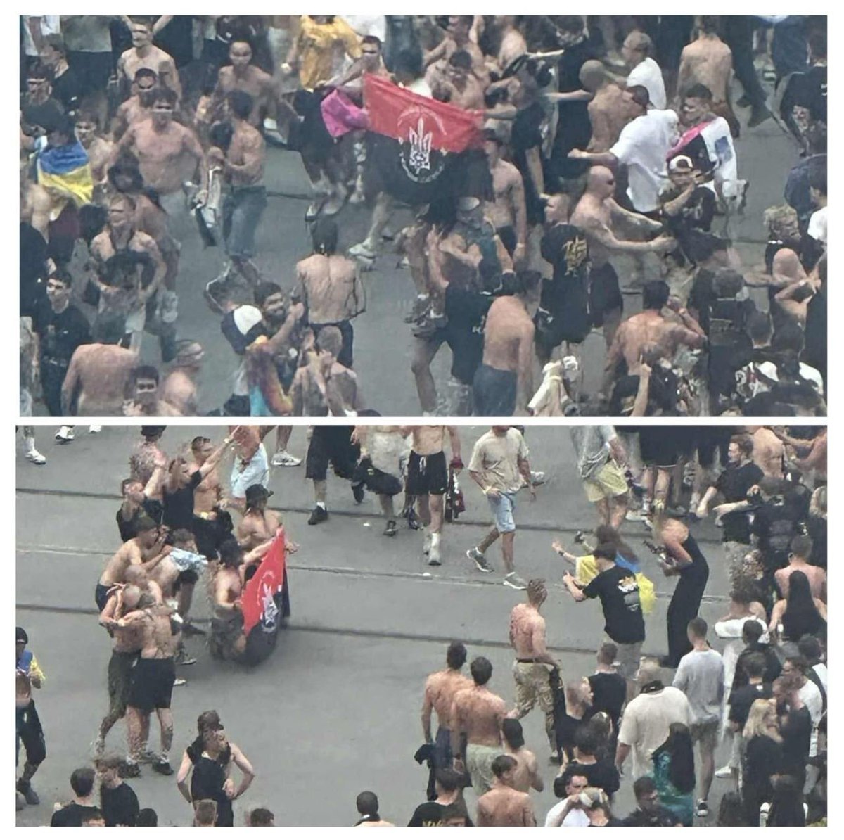 To Kijów, Lwów? Nie, to Warszawa. Wczoraj na Stadionie Narodowym Ukraińcy wymachiwali banderowskimi flagami, a potem pod stadionem urządzali awantury. Tak wygląda nowa rzeczywistość – Ukrainiec, banderowiec, staje się panem i gospodarzem w Polsce.