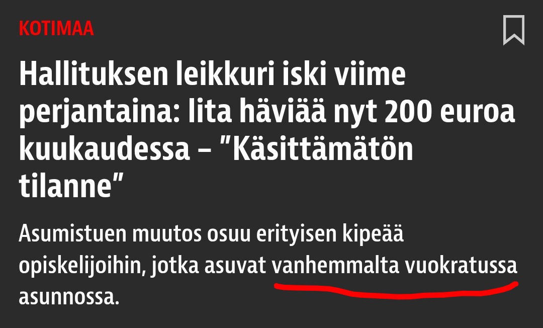 Yhteiskunnan tehtävä ei ole maksaa opiskelijan vanhempien sijoitusasuntoa. Hyvä ja tarpeellinen uudistus.