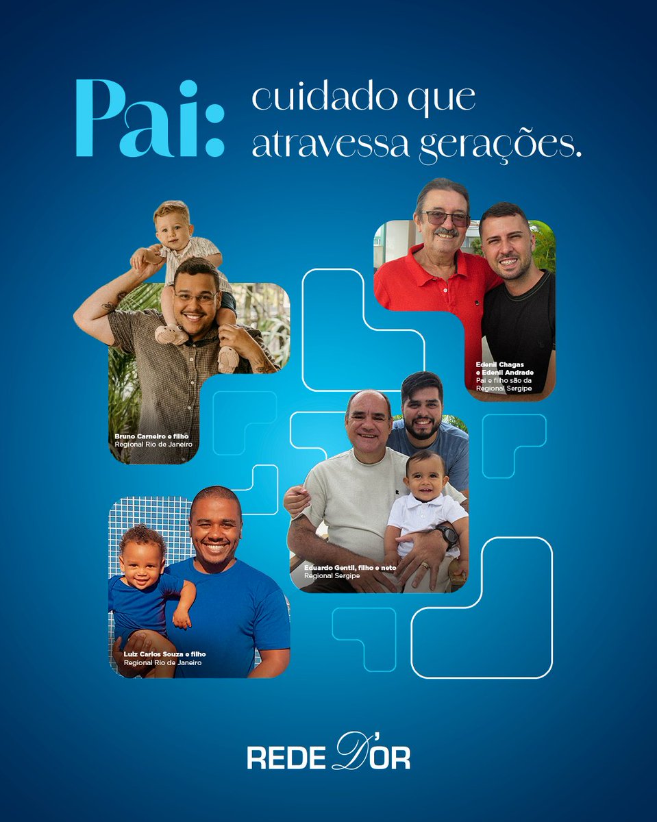 A paternidade tem muitas formas e todas elas importam.

Cada etapa traz aprendizados, vínculos e cuidados que duram uma vida inteira.

A Rede D'Or celebra o Dia dos Pais homenageando quem cuida com presença, afeto e responsabilidade.

#DiadosPais #familia #SomosTodosRedeDOr