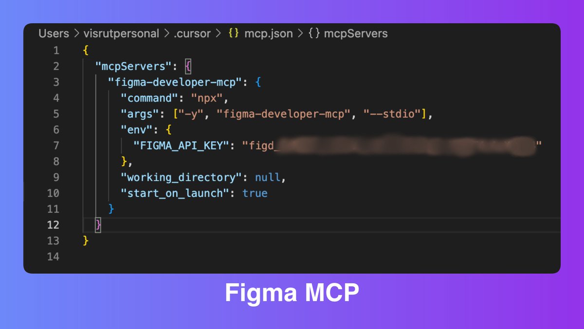 Connected Figma with the cursor with this little MCP configuration, and it's excellent.

One problem is that it's painting SVG icons on the fly, not using the react-icons library