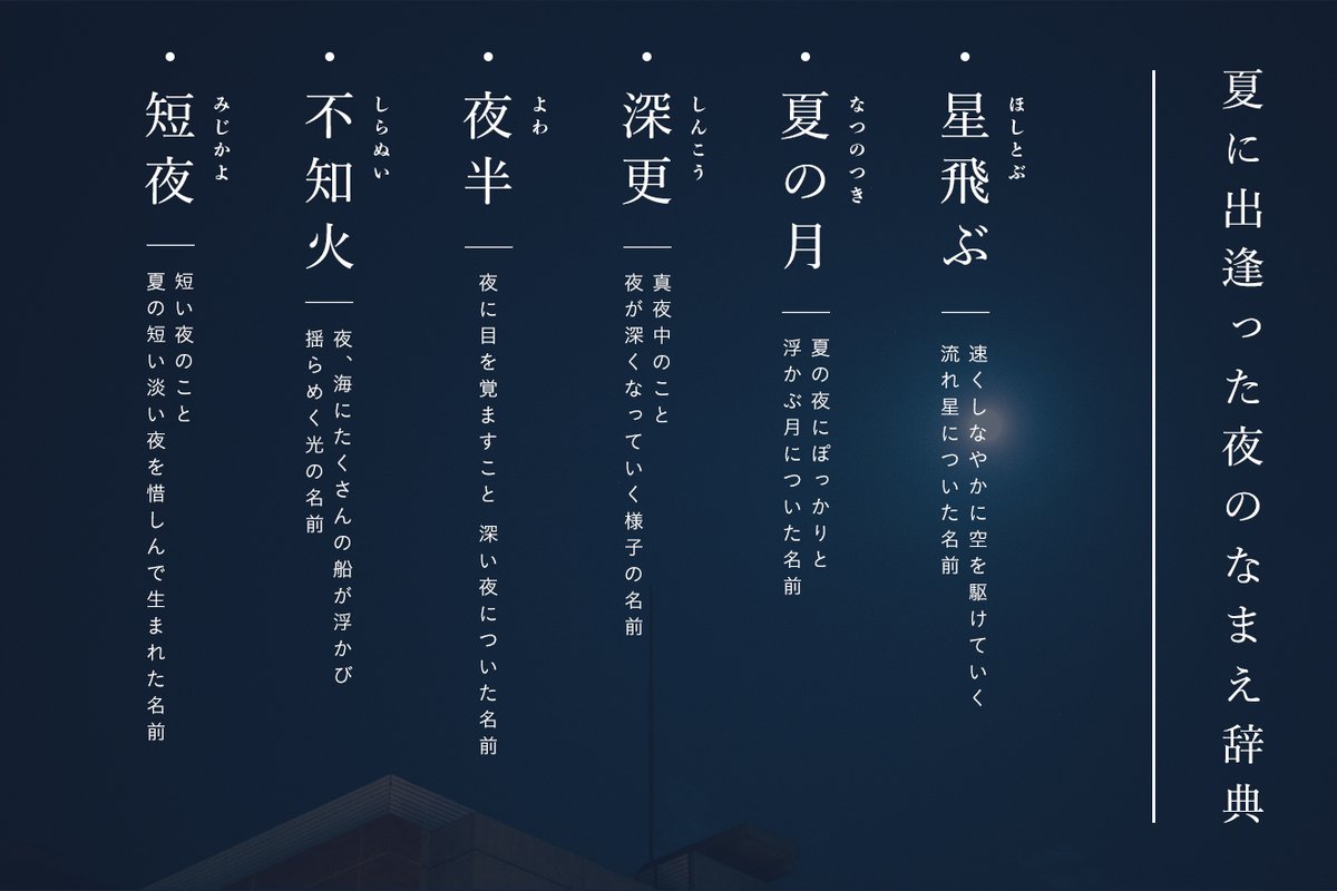 nocci_kotoba's tweet photo. なつに出会った夜の名前辞典 https://t.co/Mnm3ReFS79