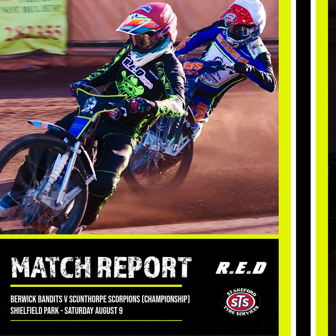 𝗠𝗮𝘁𝗰𝗵 𝗥𝗲𝗽𝗼𝗿𝘁 🤠

Your R.E.D Bandits raced to a fantastic 54-36 win over Scunthorpe last night and claimed the bonus point in the process.

Full Match Report - berwickspeedway.com/news/bonus-as-…

Powered by Stakeford Tyres Ltd | #BanditCountry
