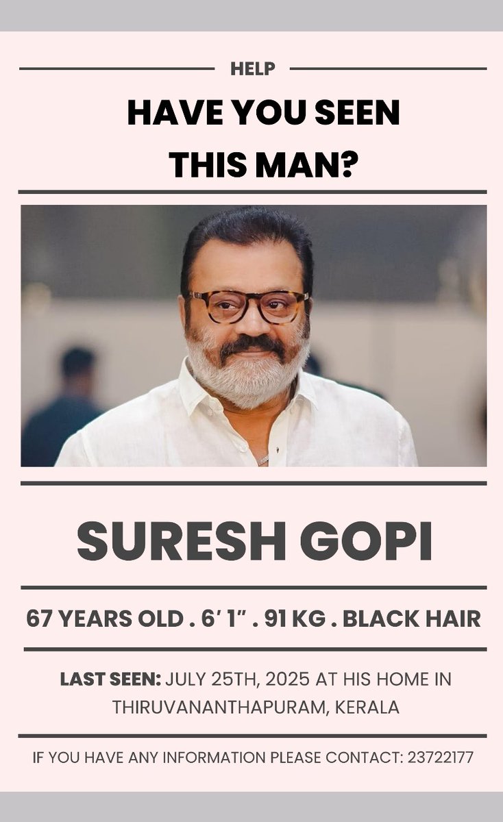 MAN MISSING | Whoever finds this legend, please send him back to Thrissur.