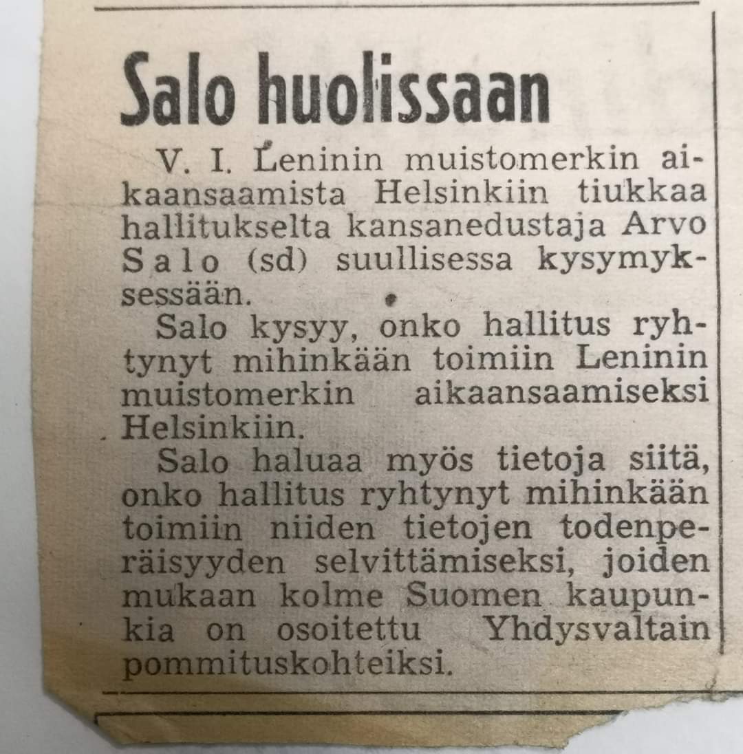 Vasemmisto on aina ajanut tärkeitä asioita.
Iltasanomat  19.2.1970: