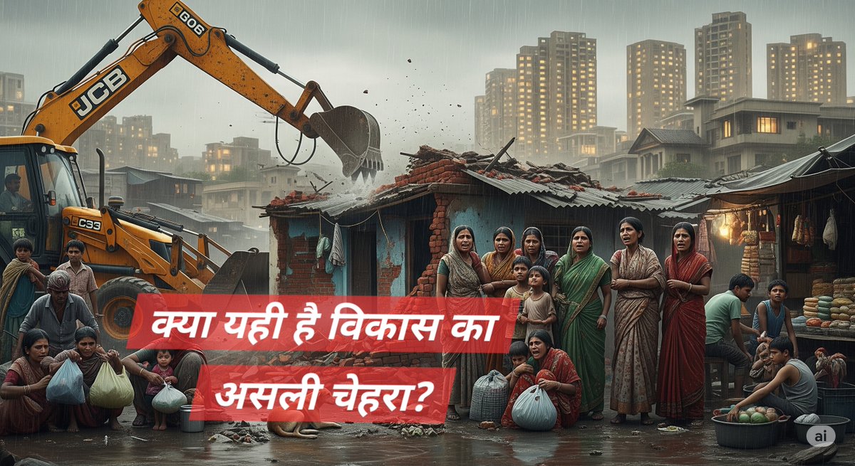 बिना चेतावनी, बिना विकल्प क्या यही है इंसाफ़ का चेहरा?

आज हर शहर में JCB चल रही है,
मध्य प्रदेश, उत्तर प्रदेश, दिल्ली- सब जगह।

अवैध निर्माण के नाम पर घर, दुकानें, मंदिर, मस्जिद,
सब तोड़े जा रहे हैं बिना किसी रोक-टोक के।

सरकार कहती है, ये निर्माण गैरकानूनी है,
लेकिन सवाल ये है