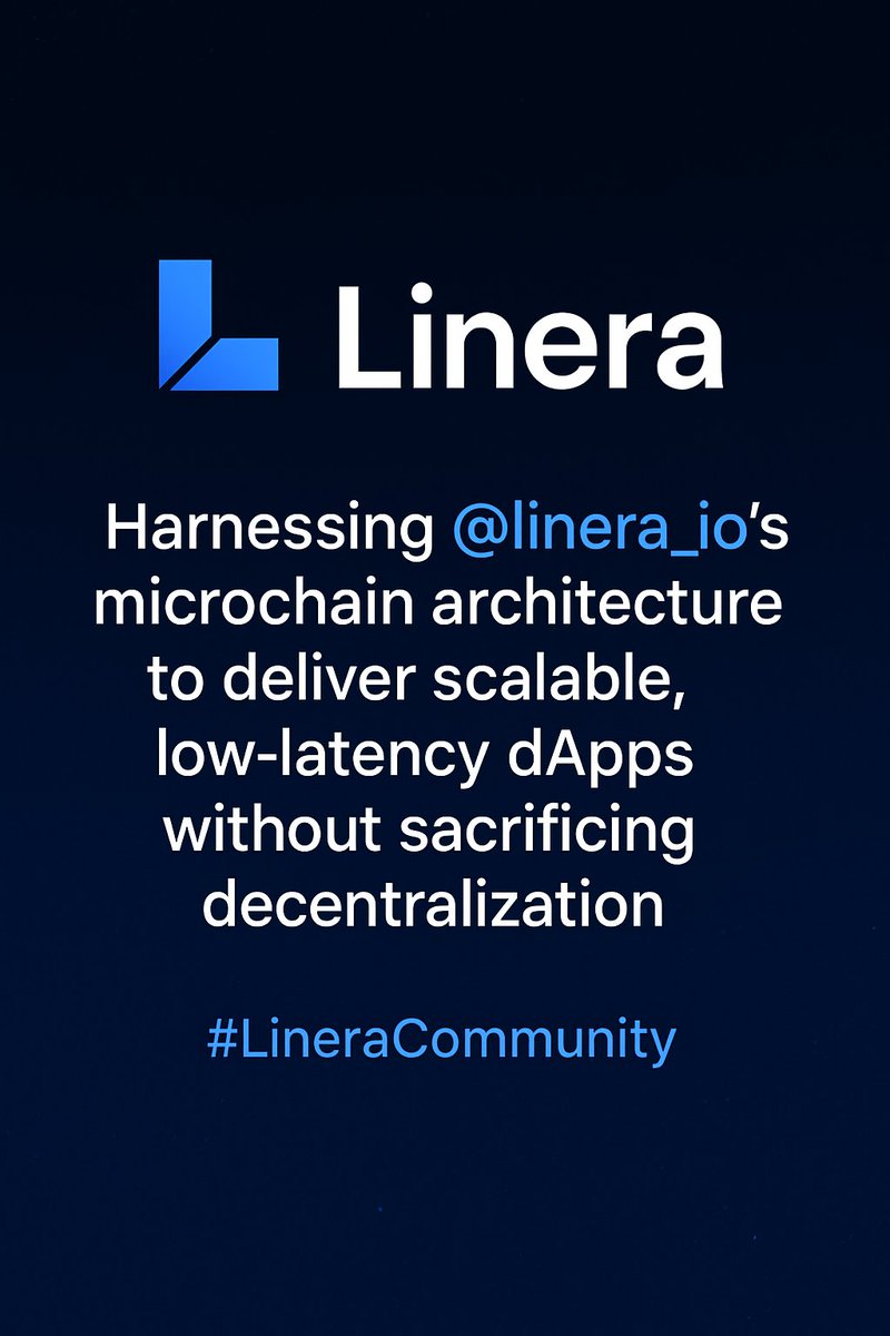 momo_deldo's tweet photo. @linera_io #LineraCommunity 
Harnessing @linera_io’s microchain architecture to deliver scalable, low-latency dApps without sacrificing decentralization.
Linear scalability isn’t the future — it’s here.
#LineraCommunity #Web3Infrastructure #BlockchainScalability https://t.co/ES0thVM6Fy