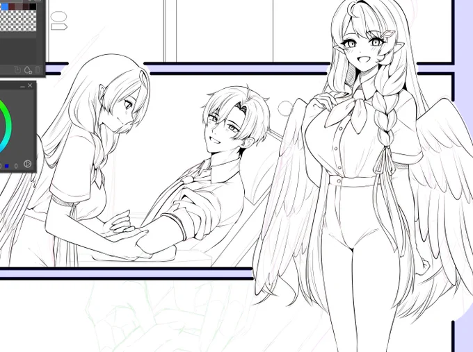 腱鞘炎になったのにまたこんな線画描いてる 