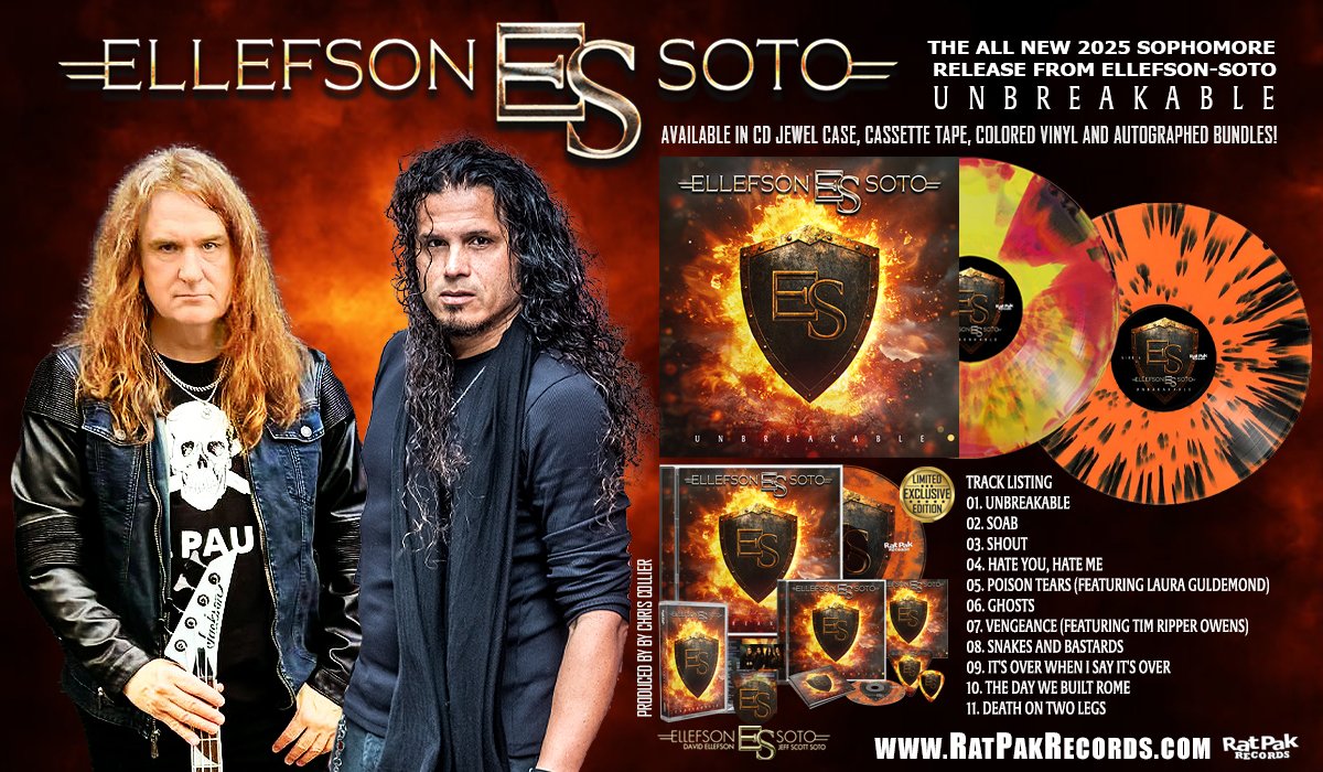 KickAssForever1's tweet photo. ELLEFSON-SOTO (Hard Rock/Heavy Metal - USA 🇺🇸) - Share video for the song "Shout" - Taken from the upcoming Album “Unbreakable” out on August 15, 2025 via Rat Pak Records #ellefsonsoto #hardrock #heavymetal

https://t.co/9DlNHGMkjz https://t.co/ZlP0aDYIQd