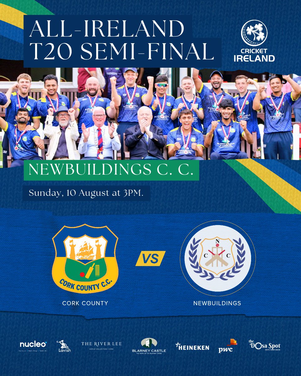 Cork County CC ๐ (@cork_countycc) on Twitter photo ๐ ๐๐น๐น-๐๐ฟ๐ฒ๐น๐ฎ๐ป๐ฑ ๐ง๐ฎ๐ฌ ๐ฆ๐ฒ๐บ๐ถ-๐๐ถ๐ป๐ฎ๐น
It's a big one this afternoon with the visit of <a href="/Newbuildings_CC/">Newbuildings Cricket Club</a> to the Mardyke.
Action starts at 3PM so let's get down and support the lads! ๐ฌ๐ฆ #WeAreCounty ๐ ๐๐น๐น-๐๐ฟ๐ฒ๐น๐ฎ๐ป๐ฑ ๐ง๐ฎ๐ฌ ๐ฆ๐ฒ๐บ๐ถ-๐๐ถ๐ป๐ฎ๐น
It's a big one this afternoon with the visit of <a href="/Newbuildings_CC/">Newbuildings Cricket Club</a> to the Mardyke.
Action starts at 3PM so let's get down and support the lads! ๐ฌ๐ฆ #WeAreCounty